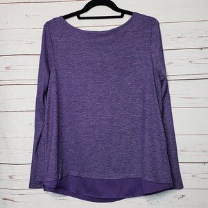Lands' End Petite Purple Long Sleeve Split Back Top